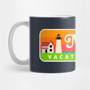 Maine "Vacationland" Retro Lighthouse (White) Mug